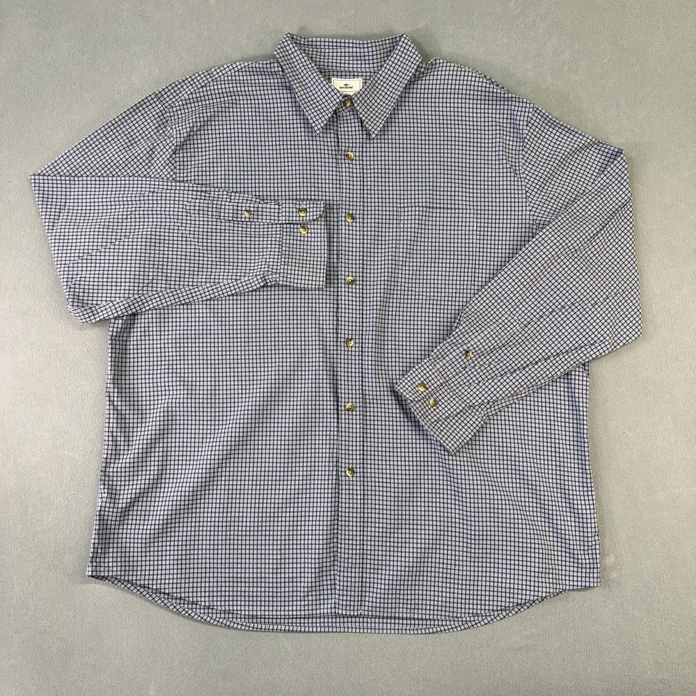 Men's Dockers Long Sleeve Button Up Casual Dress Shirt‎ Blue Plaid Size XXL